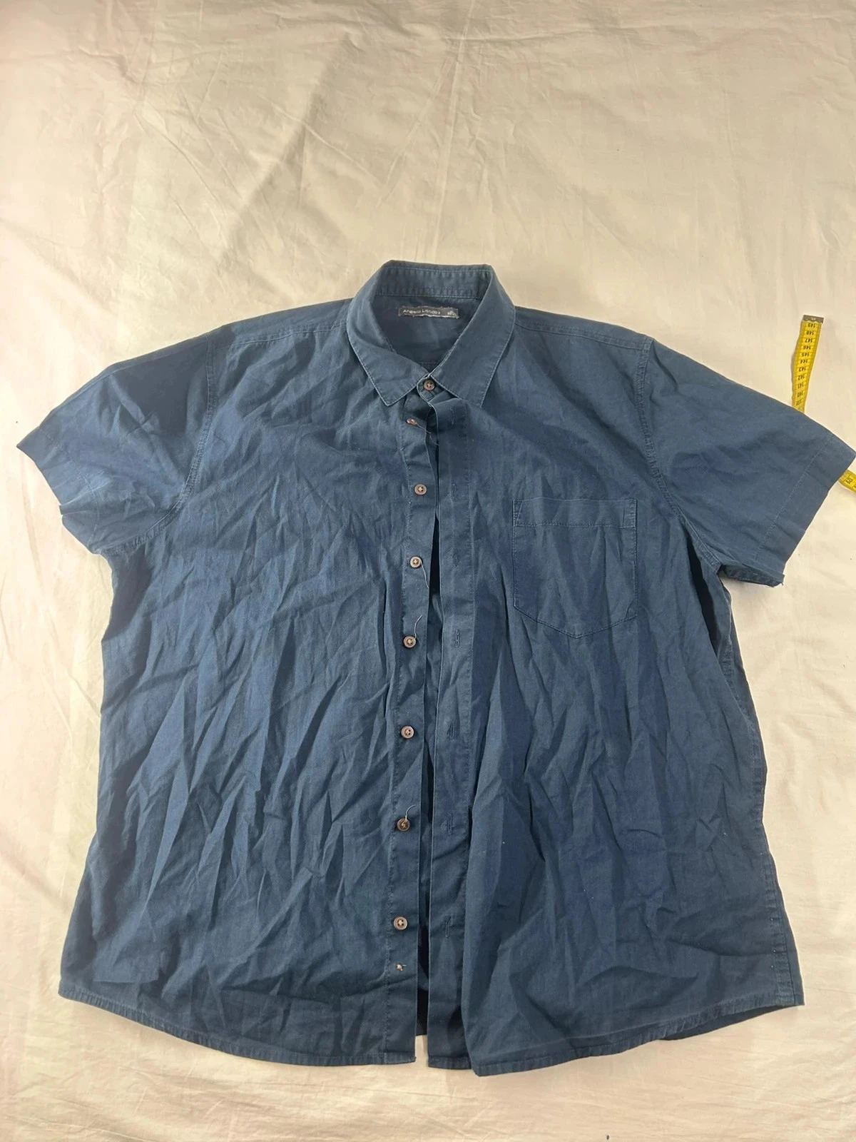 Chemise unie bleu marine Angelo litrico manches courtes